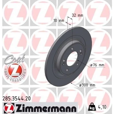 Kuva ZIMMERMANN 285.3544.20 Jarrulevyt 300 10 7/5 5 114 täysi pinnoitettu