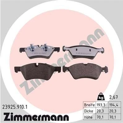 Kuva ZIMMERMANN 23925.910.1 Jarrupalat Kulumisenilmaisemelle Valokuva vastaa toimituslaajuutta MERCEDES BENZ: E sarja Sedan, T modell, ML