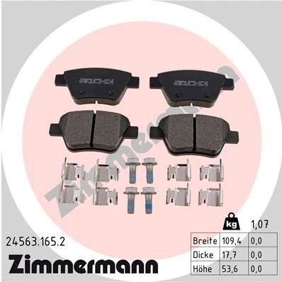 Kuva ZIMMERMANN 24563.165.2 Jarrupalat Ruuveilla Valokuva vastaa toimituslaajuutta, Jousella VOLKSWAGEN: Touran I, Jetta 4, Golf 7 Variant