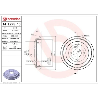 Kuva BREMBO 14.E275.10 Jarrurumpu 203,2