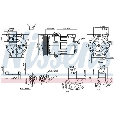 Kuva NISSENS 890698 Ilmastoinnin Kompressori SD7V16 12 PAG 46 R 134a FORD: Transit Mk6 Van, Bussi