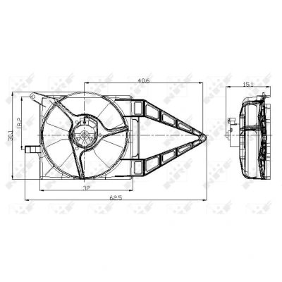 Kuva NRF 47020 Jäähdyttimen Tuuletin 276 12 96 Jäähdytystuulettimen kehällä OPEL: Corsa B Hatchback