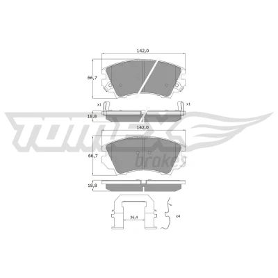 Kuva TOMEX brakes TX 16 34 Jarrupalat Etuakseli akustisella kulumavaroittimella Tarvikkeilla OPEL: Insignia A Sports Tourer, Astra J Hatchback