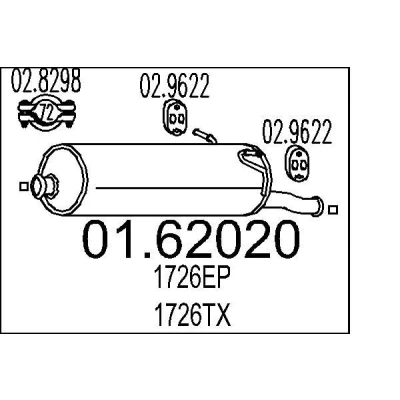 Kuva MTS 01.62020 Takaäänenvaimennin 770 CITROËN: Xsara Picasso