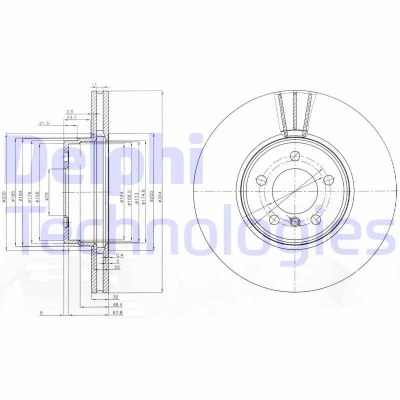 Kuva DELPHI BG9008C Jarrulevyt 344 30 5 Tuuletettu pinnoitettu käsittelemätön ilman pyöränlaakeria, ABS sensorirengasta LAND ROVER: Range Rover 3