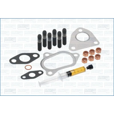 Kuva AJUSA JTC11250 Asennussarja Turboahdin with studs, syringe oil Tiivisteillä asennusohjeella OPEL: Corsa D Hatchback, FIAT: Qubo