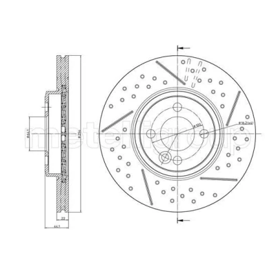 Kuva METELLI Jarrulevy MINI: Hatchback, Clubman 293,9mm 22,0mm 4 Tuuletettu 23 1343FC 34116777826 Jarrulevyt