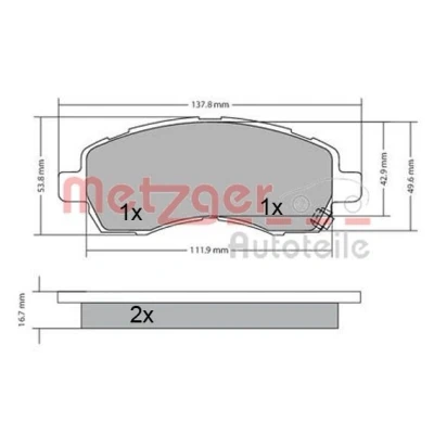 Kuva METZGER 1170607 Jarrupalat Etuakseli akustisella kulumavaroittimella SUBARU: Impreza I Sedan, II Farmari, Legacy 3