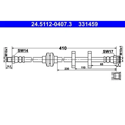 Kuva ATE 24.5112 0407.3 Jarruletku 410 M10x1 FIAT: Stilo Multi Wagon, Hatchback, BRAVO 2