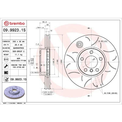 Kuva BREMBO Jarrulevy BMW: X5, X6 332mm 30mm 5 rei&#039;itetty/tuuletettu sisältä 09.9923.1S Jarrulevyt
