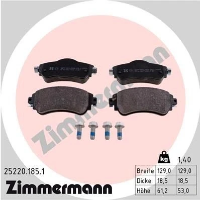 Kuva ZIMMERMANN 25220.185.1 Jarrupalat Ruuveilla Valokuva vastaa toimituslaajuutta CITROËN: C4 II Hatchback