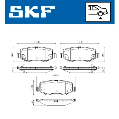 Kuva SKF VKBP 90374 A Jarrupalat akustisella kulumavaroittimella JEEP: Cherokee III, Wrangler IV