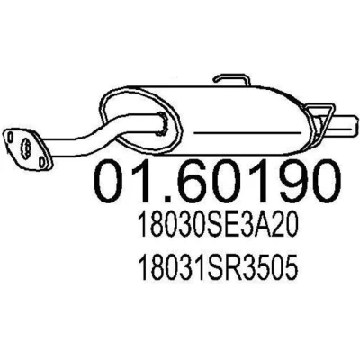 Kuva MTS 01.60190 Takaäänenvaimennin 820 HONDA: CIVIC 6 Hatchback