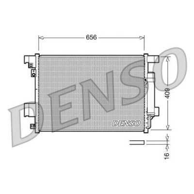 Kuva DENSO DCN21001 Ilmastoinnin Lauhdutin Vedenerottimella 656x409x16 R 134a 656 MITSUBISHI: ASX SUV, Lancer 8 Limousine, CITROËN: C Crosser SUV