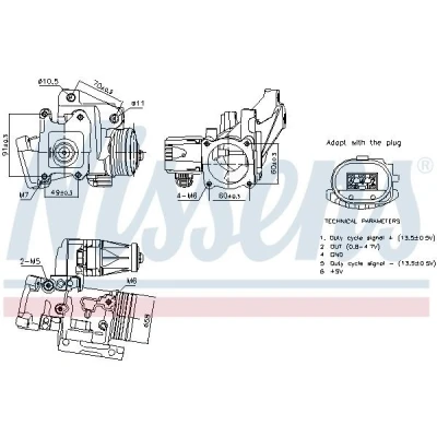 Kuva NISSENS 98387 EGR Venttiili ilman pakokaasukierr. jäähdytintä VOLVO: V70 3, V50, V60 I