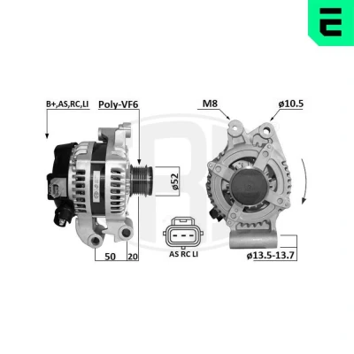 Kuva ERA 209693A Laturi 12V 150A FORD: Mondeo 5 Kombi