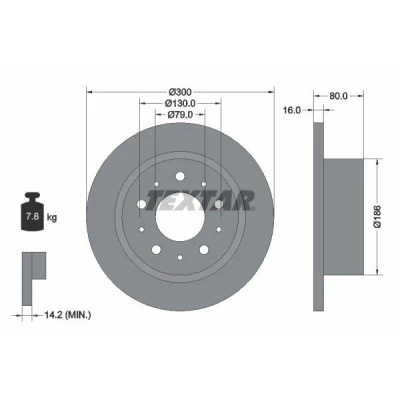 Kuva TEXTAR 92157600 Jarrulevyt 300 16 05/10 130 täysi Ilman pyöränkiinnityspultteja, pyörännapaa FIAT: Ducato III Flatbed Kuorma auto / Alusta