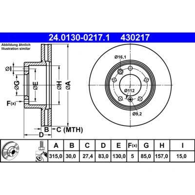 Kuva ATE 24.0130 0217.1 Jarrulevyt 315,0 30,0 5 130,0 Tuuletettu pinnoitettu Seostettu / hiilletty Ruuveilla MERCEDES BENZ: G sarja SUV