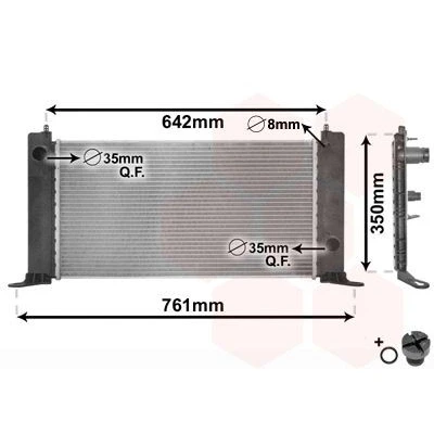 Kuva VAN WEZEL 17002243 Jäähdytin Alumiini 580 300 20 Jäähdytysrivat mekaan. kiinnitetyt FIAT: Stilo Hatchback