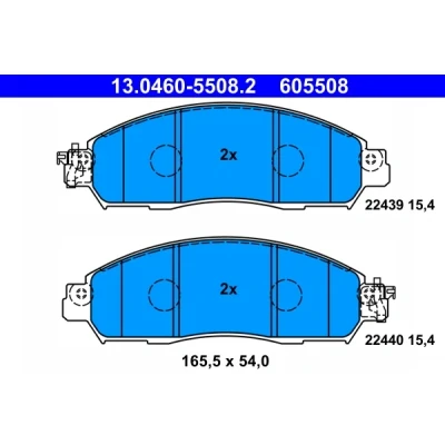 Kuva ATE 13.0460 5508.2 Jarrupalat akustisella kulumavaroittimella NISSAN: Leaf II, NV200 Van / Farmari