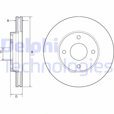 Kuva DELPHI BG4953C Jarrulevyt 262 23 4 Tuuletettu pinnoitettu käsittelemätön ilman pyöränlaakeria, ABS sensorirengasta FORD: FIESTA 7