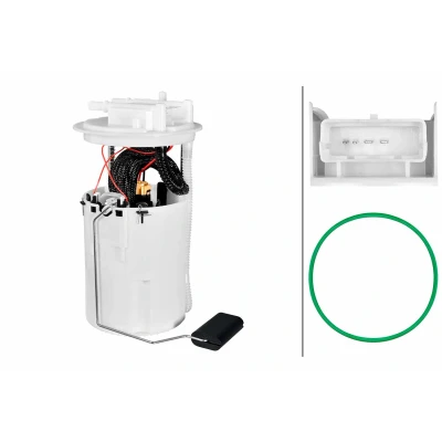 Kuva HELLA 8TF 358 304 991 Polttoainepumppu Säiliön anturilla, Tiivisteillä Sähköinen Diesel FIAT: Stilo Multi Wagon
