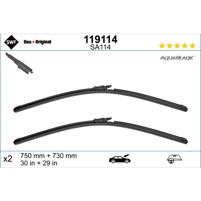 Kuva Pyyhkijänsulka Swf 119114 Edessä Flatblade pyyhinsulka (rungoton) FORD: S Max Mk2