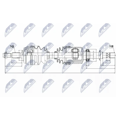 Kuva NTY NPW RE 132 Vetoakseli Etuakseli, oikea 950, 325 laakerilla DACIA: Duster SUV