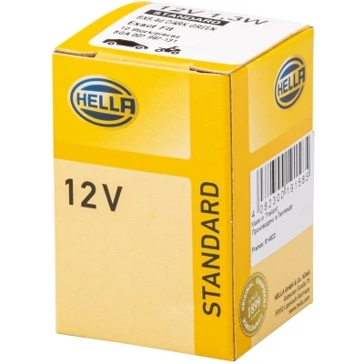 Kuva HELLA 8GA 007 997 131 Polttimo, Mittariston Valo 12 1,3 Sokkelipolttimo BX8.4d Halogeeni