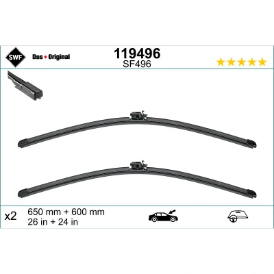 Kuva Pyyhkijänsulka Swf 119496 Edessä Flatblade pyyhinsulka (rungoton) MERCEDES BENZ: Sprinter 3.5 T Van, Bussi