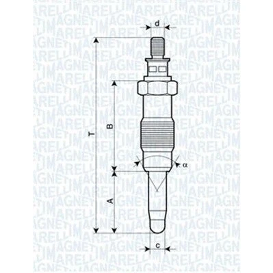 Kuva MAGNETI MARELLI 062583003304 Hehkutulppa 11,5V 10A M12X1,25 MERCEDES BENZ: Sprinter 3 T Van, Vito Bussi, 190