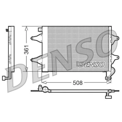 Kuva DENSO DCN27004 Ilmastoinnin Lauhdutin Vedenerottimella 508x361x16 R 134a 508 VOLKSWAGEN: Polo V Hatchback, IV SKODA: Fabia 1 Combi