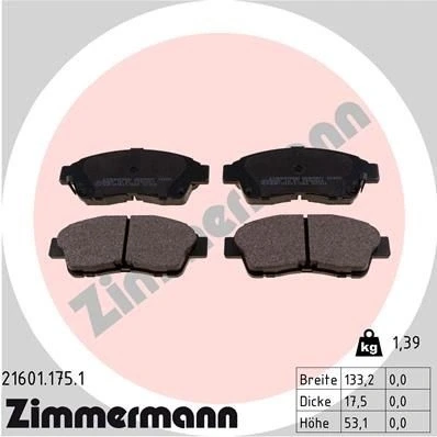 Kuva ZIMMERMANN 21601.175.1 Jarrupalat akustisella kulumavaroittimella Valokuva vastaa toimituslaajuutta TOYOTA: Camry IV Sedan, Corolla VIII Sedan