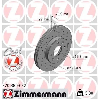 Kuva ZIMMERMANN SPORT COAT Z 320.3803.52 Jarrulevyt 256 22 6/4 4 100 tuuletettu sisältä, reijitetty pinnoitettu HYUNDAI: i20 I Hatchback