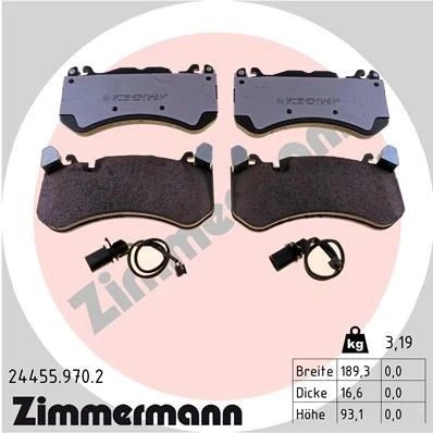 Kuva ZIMMERMANN 24455.970.2 Jarrupalat Sis. kulumisenilmaisimen Valokuva vastaa toimituslaajuutta AUDI: A6 C7 Avant, C6 A7 Sportback