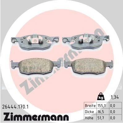 Kuva ZIMMERMANN 26444.170.1 Jarrupalat akustisella kulumavaroittimella Valokuva vastaa toimituslaajuutta TOYOTA: Yaris IV