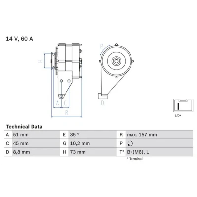 Kuva BOSCH 0 986 038 841 Laturi 14V 60A