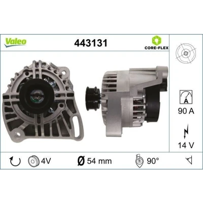 Kuva VALEO 443131 Laturi 14V 90A FIAT: 500 Hatchback, Grande Punto Doblo II Van / Farmari, ALFA ROMEO: MiTo