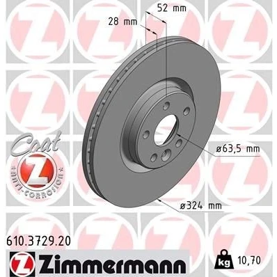 Kuva ZIMMERMANN COAT Z 610.3729.20 Jarrulevyt 324 28 6/5 5 108 tuuletettu sisältä pinnoitettu VOLVO: XC60 I