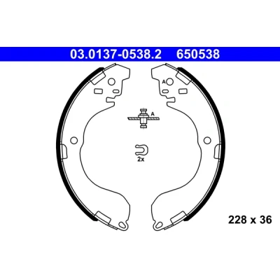 Kuva ATE 03.0137 0538.2 Jarrukengät 228mm 36mm Vivulla NISSAN: Juke