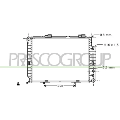 Kuva PRASCO ME035R011 Jäähdytin Alumiini 640mm 488mm 31mm Jäähdytysrivat juotetut MERCEDES BENZ: E sarja Sedan, T modell