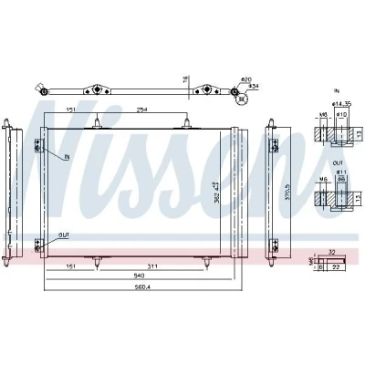 Kuva NISSENS 941276 Ilmastoinnin Lauhdutin Vedenerottimella Alumiini 540 R 134a PEUGEOT: 208 I Hatchback