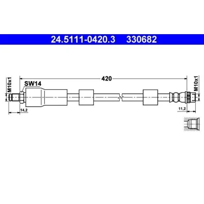 Kuva ATE 24.5111 0420.3 Jarruletku 420 M10x1 PEUGEOT: 307 Hatchback