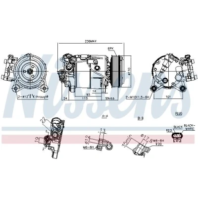 Kuva NISSENS 891019 Ilmastoinnin Kompressori 6VS14EC 12 PAG 46 YF R 134a BMW: 5 Touring, Sedan, X1