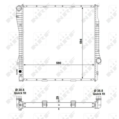 Kuva NRF 55330 Jäähdytin Alumiini 594 590 29 Jäähdytysrivat juotetut