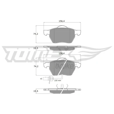 Kuva TOMEX brakes TX 13 Jarrupalat Etuakseli Sis. kulumisenilmaisimen AUDI: A6 C6 Avant, A4 B7 Sedan, VOLKSWAGEN: Golf 4 Variant,