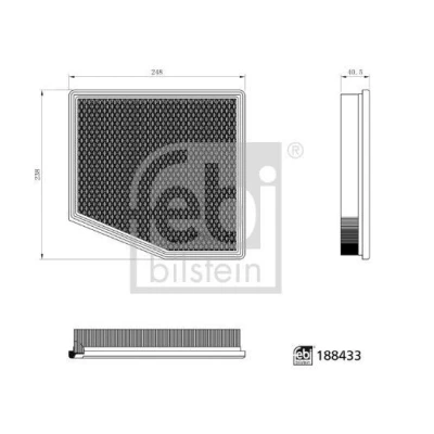 Kuva FEBI BILSTEIN 188433 Ilmansuodatin 40,5mm 238mm 248mm Suodatinpanos