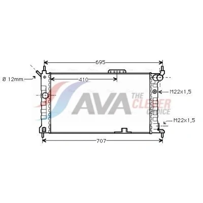 Kuva AVA COOLING SYSTEMS OL2091 Jäähdytin Alumiini 590mm 359mm 32mm Ilman nestesäiliötä Jäähdytysrivat mekaan. kiinnitetyt OPEL: Astra F CC
