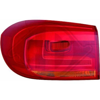 Kuva DIEDERICHS 2255290 Takavalot Oikea Ylä osa, Uloin osa W16W, H21W 12 Punainen Ilman lampun kantaa VOLKSWAGEN: Tiguan I