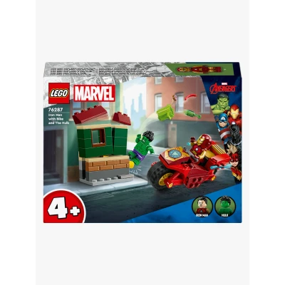 Kuva LEGO Super Heroes 76287 Iron Man, moottoripyörä ja Hulk